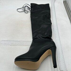 Women's Platform Heels Chunky Heel over Knee High Boots Black